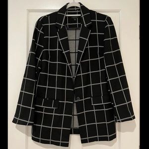 Top Shop Black Windowpane Plaid Blazer